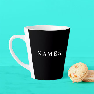 Taza De Café Latte Personalizado negro simple Añadir su nombre elegan