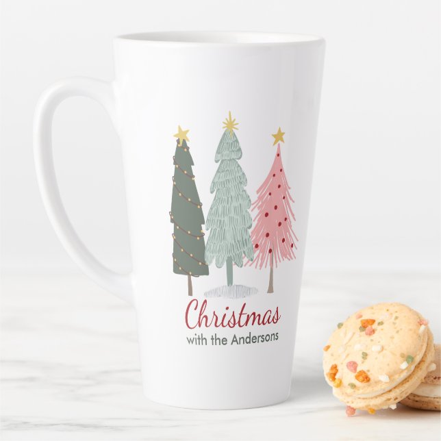 Taza De Café Latte Personalizado Nombre de familia Navidades Minimali (In situ)