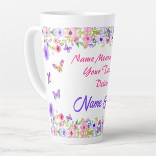 Taza De Café Latte Personalizado, nombre significa regalos para ella,