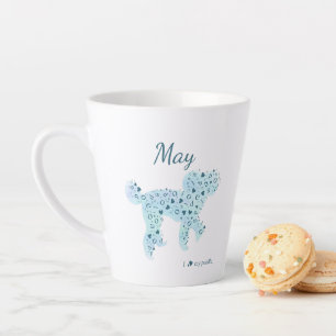 Taza De Café Latte Personalizado Pastel Blue Poodle Silhouette Mug