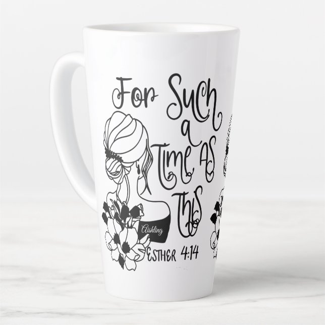 Taza De Café Latte Personalizado Por Un Tiempo Como Este Cristiano (Ángulo izquierdo)