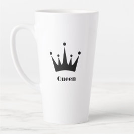 Taza De Café Latte Personalizado Queen Text Black Color Crown Image