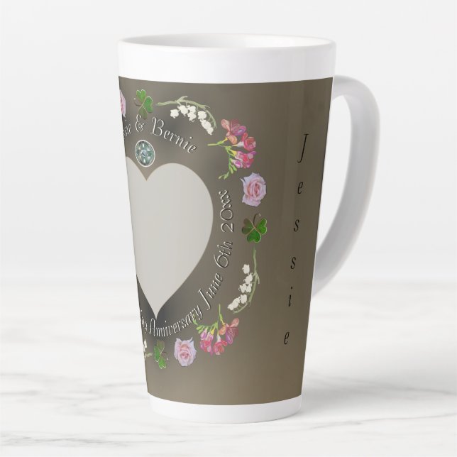Taza De Café Latte Personalizado Romántico Acontecimiento Floral Cora (Ángulo derecho)