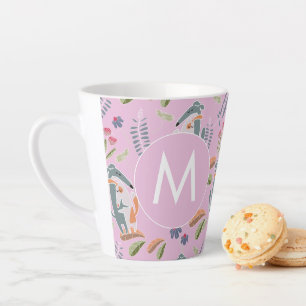 Taza De Café Latte Personalizado rosa de Podenco y Galgo Lilac person