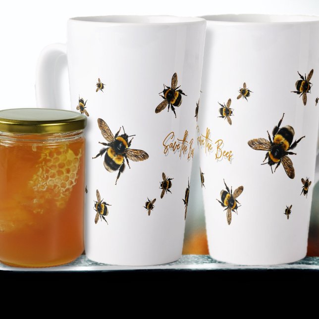 Taza De Café Latte Personalizado Salven a las abejas (Subido por el creador)