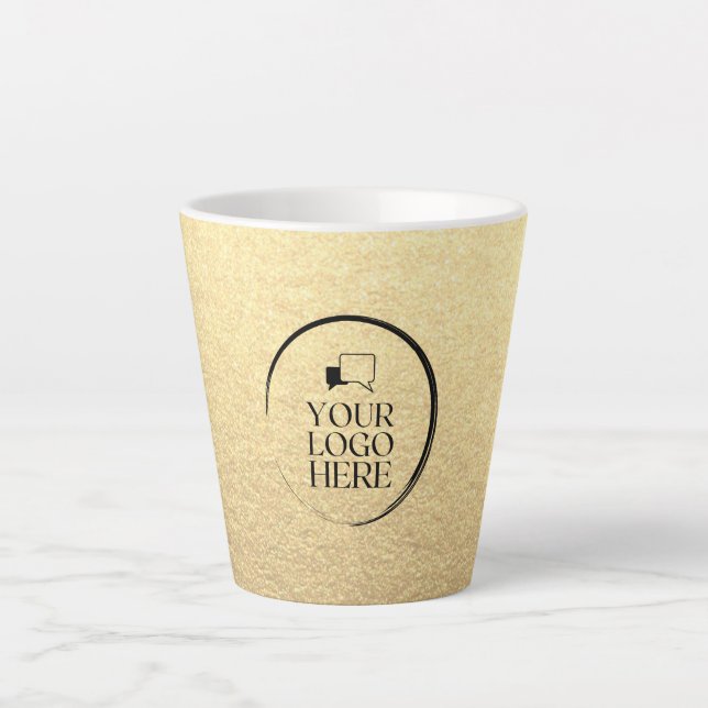 Taza De Café Latte Personalizado simple y limpio negocio oro tu logot (Anverso)