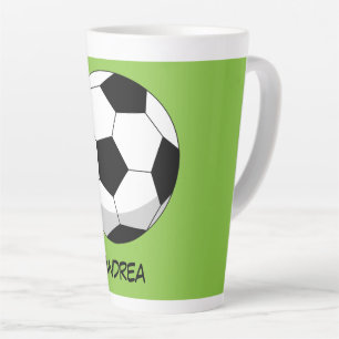 Taza De Café Latte Personalizado Soccer Ball Añadir su nombre