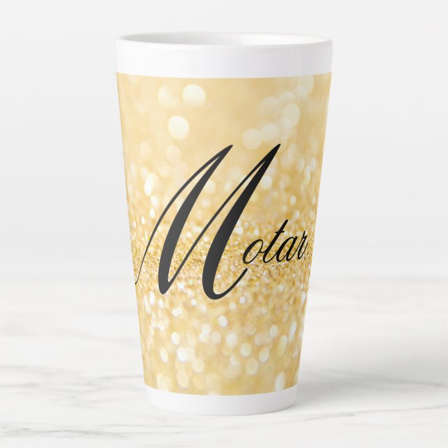 Taza De Café Latte Personalizado Su nombre Estilo Dorado (Anverso)