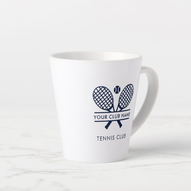 Taza De Café Latte Personalizado Tennis Country Club Nombre equipo Sw (Ángulo derecho)