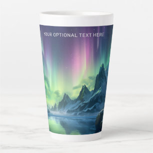 Taza De Café Latte Personalizado Texto Aurora Borealis
