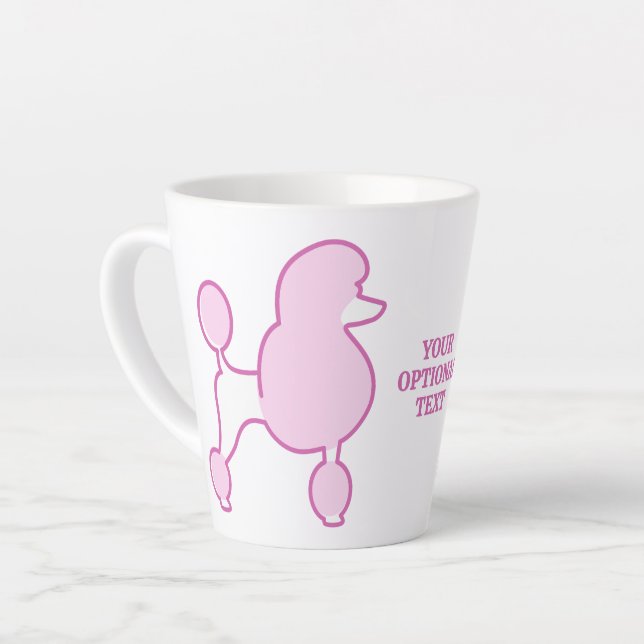 Taza De Café Latte Personalizado Texto Pink Poodle (Ángulo izquierdo)