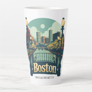 Taza De Café Latte Personalizado Textos Boston Massachusetts