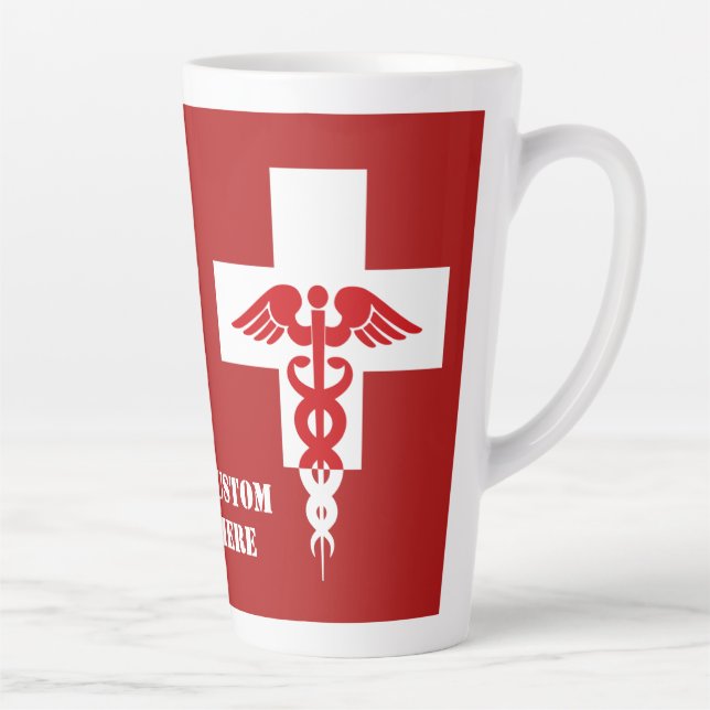Taza De Café Latte Personalizado Textos Profesional Médico (Derecha)