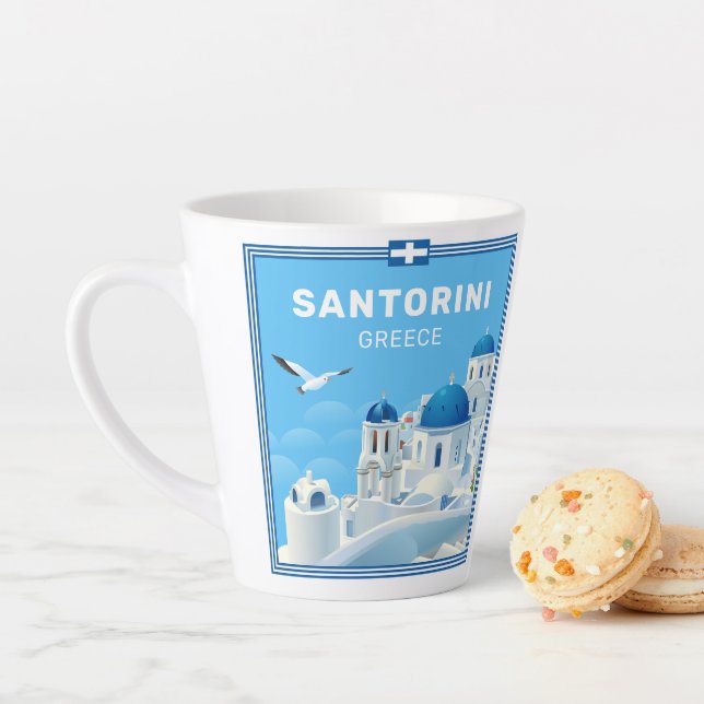 Taza De Café Latte Personalizado Textos Santorini Grecia (In situ)