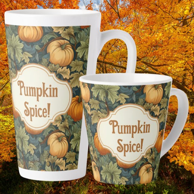 Taza De Café Latte Personalizado William Morris Autumn Spice (Latte mugs 2 sizes)