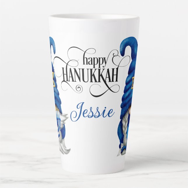 Taza De Café Latte Personalizar a Hanukkah Gnomes (Anverso)