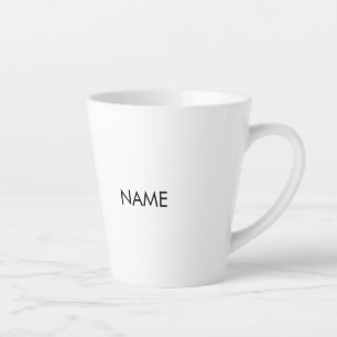 Taza De Café Latte Personalizar con nombre, texto minimalista blanco
