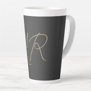 Taza De Café Latte Personalizar Monograma beige gris claro