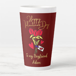 Taza De Café Latte personalizar personalizado de la pareja de oro roj