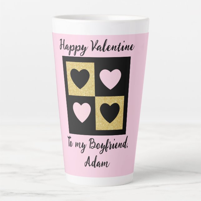 Taza De Café Latte personalizar personalizado de pareja de valentina  (Anverso)
