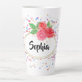 Taza De Café Latte Personalize cup, purpurina alegre nombre personali