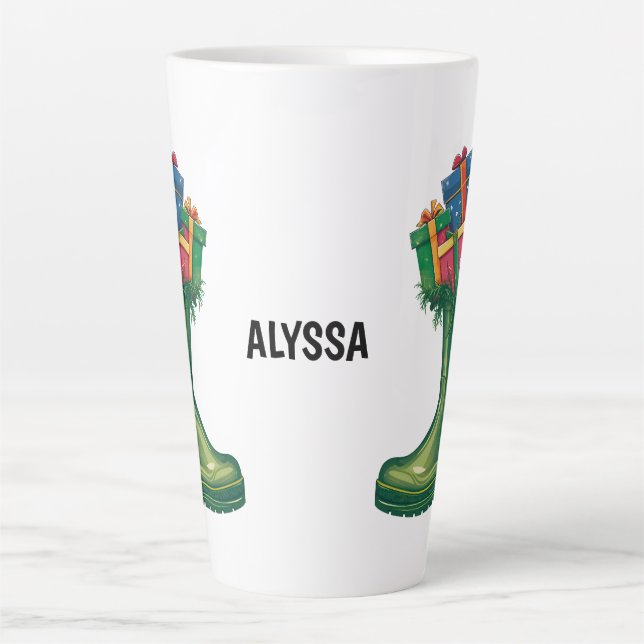 Taza De Café Latte Personalize Santa's New Boots (Anverso)