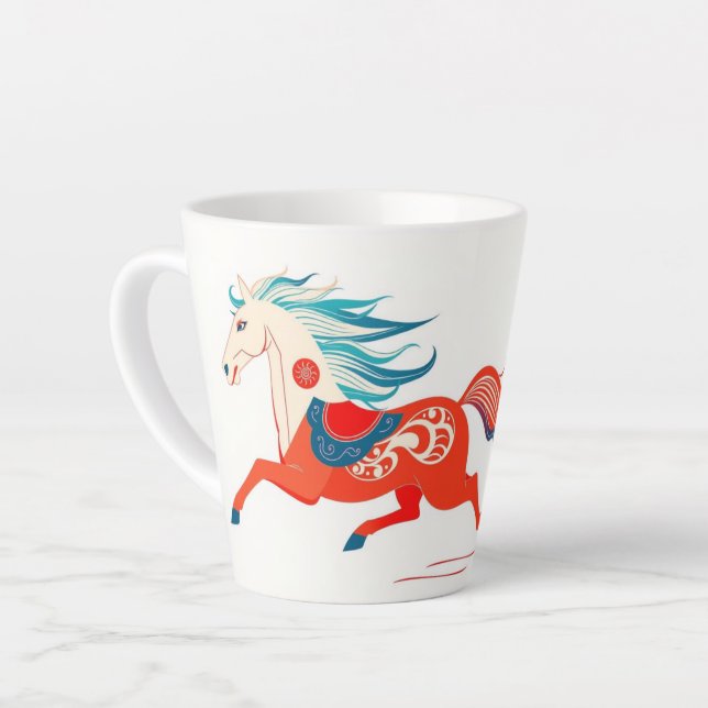 Taza De Café Latte Personalized 2026 Year Of The Horse Birthday (Ángulo izquierdo)
