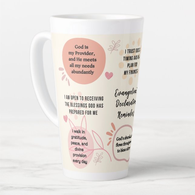 Taza De Café Latte Personalized Christian Daily Affirmations Quotes (Ángulo izquierdo)