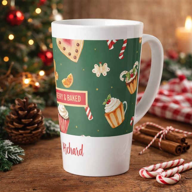 Taza De Café Latte Personalized Christmas Baking Pattern (Subido por el creador)