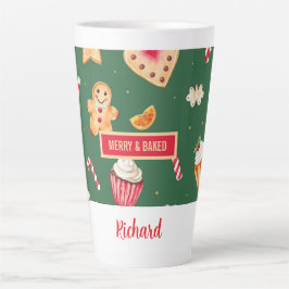 Taza De Café Latte Personalized Christmas Baking Pattern