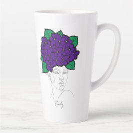 Taza De Café Latte Personalized February Birth Flower Crown Art