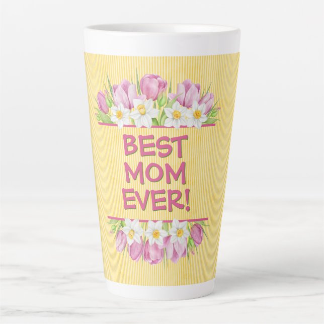 Taza De Café Latte Personalized Floral Tulip and Daffodil (Anverso)