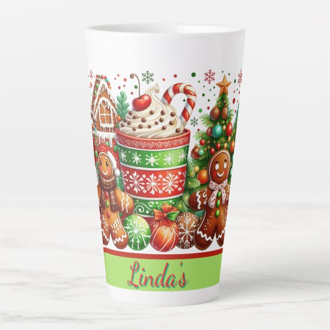 Taza De Café Latte Personalized Gingerbread Christmas  (Anverso)