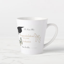 Taza De Café Latte Personalized Graduation with Butterflies and Hat