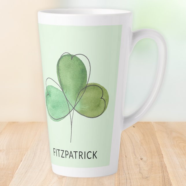 Taza De Café Latte Personalized Green Shamrock Irish Heritage (Subido por el creador)