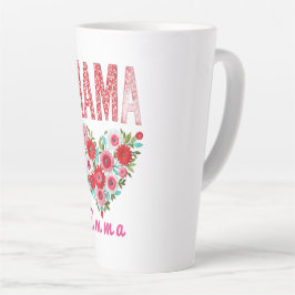 Taza De Café Latte Personalized Mama Heart Floral Custom Gift