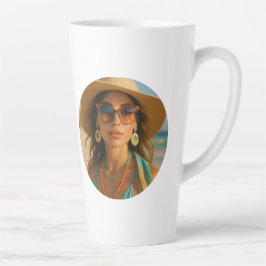Taza De Café Latte Personalized Photo Retro Bahamas Tropical Beach   