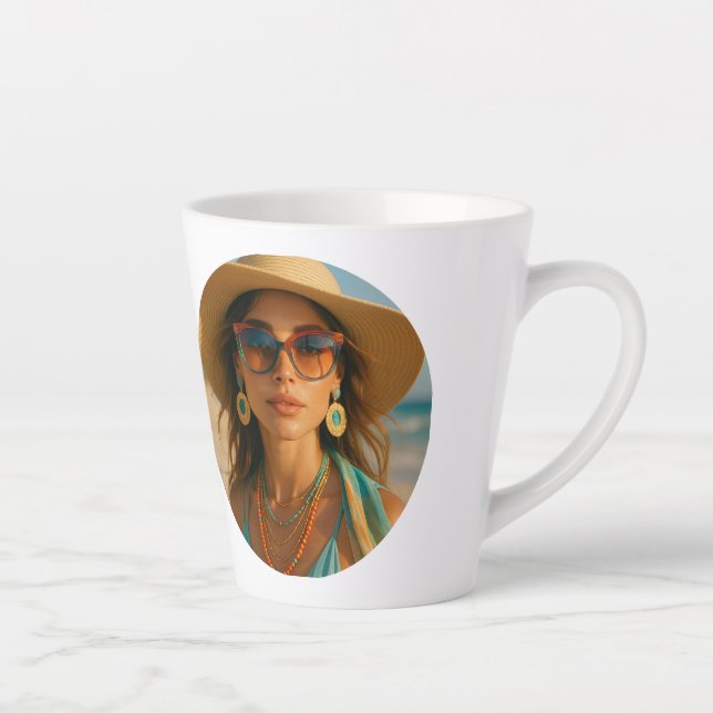 Taza De Café Latte Personalized Photo Retro Bahamas Tropical Beach    (Derecha)