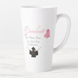 Taza De Café Latte Personalized Pink Graduate Gift, Custom Name 