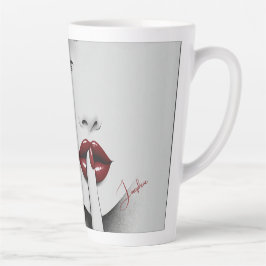Taza De Café Latte Personalized Sassy Quote Red Lips Beauty Glam Chic