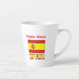 Taza De Café Latte Personalized Spain Flag Heritage Design Small