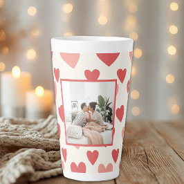 Taza De Café Latte Personalized Valentine Photo Heart Latte Mug