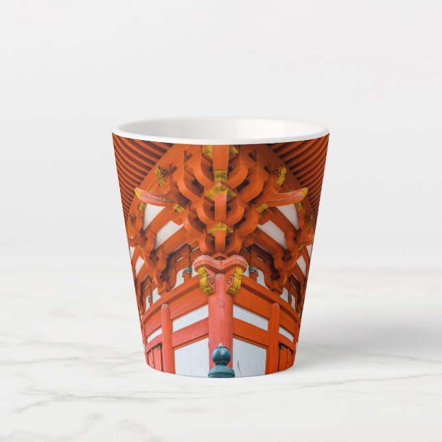 Taza De Café Latte Perspectiva de Pagoda de abajo hacia arriba, Miyaj (Anverso)