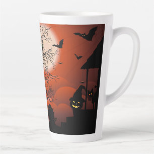 Taza De Café Latte Pesadilla de la luna sangrienta de Halloween
