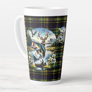 Taza De Café Latte Pesca, caza de venados y patos