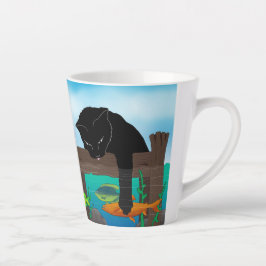 Taza De Café Latte Pesca de gato negro