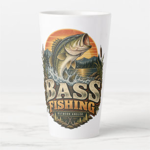 Taza De Café Latte Pesca de lubina al amanecer vintage