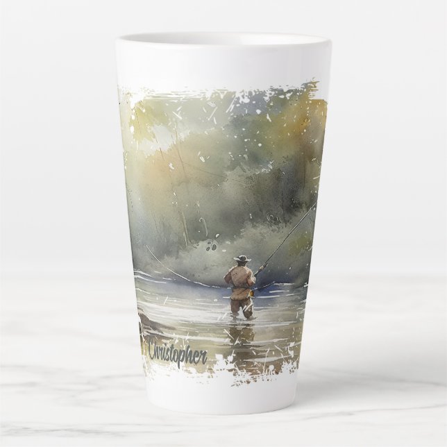 Taza De Café Latte Pesca de mosca con problemas (Anverso)