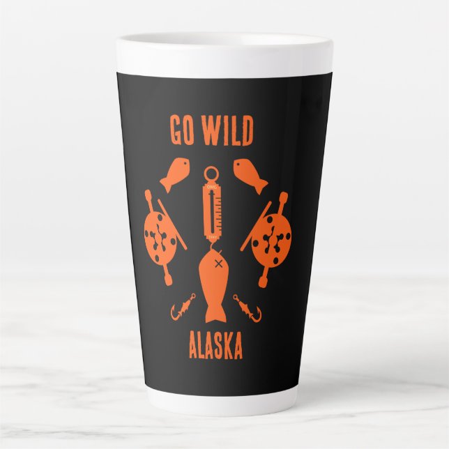 Taza De Café Latte Pesca de salmón Alaska (Anverso)