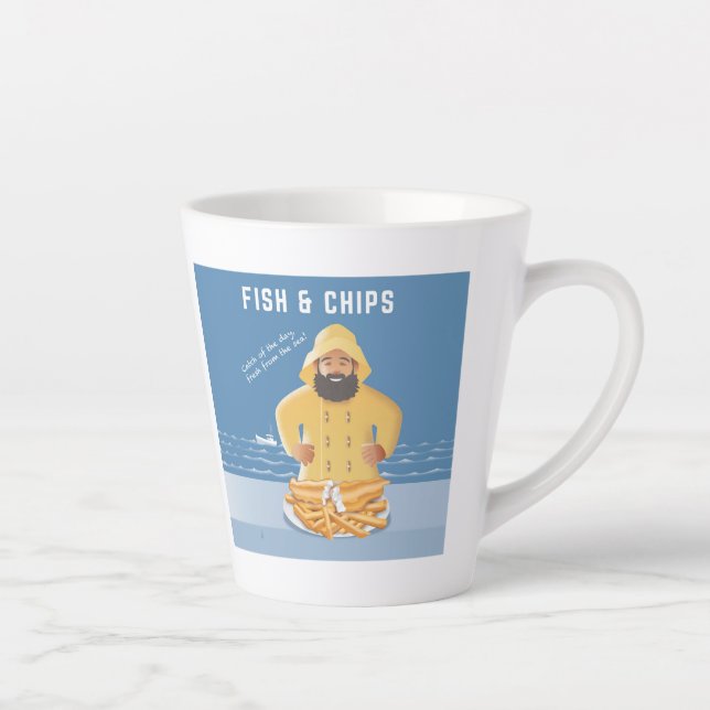 Taza De Café Latte Pescado con Patatas Fritas (Derecha)